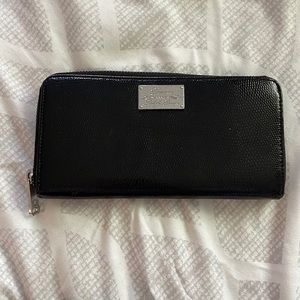 Ralph Lauren Black Patent Leather Wallet with Silver Hardware